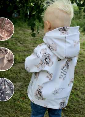 Kurtka dziecięca softshell z wełną merino, odpinanym kapturem i odblaskami
